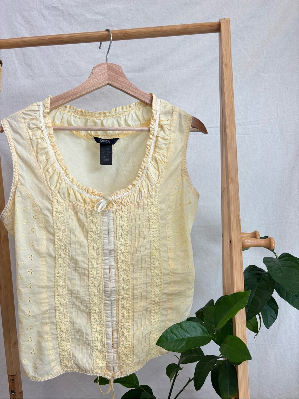 Coupe Yellow Eyelet Sleeveless Top